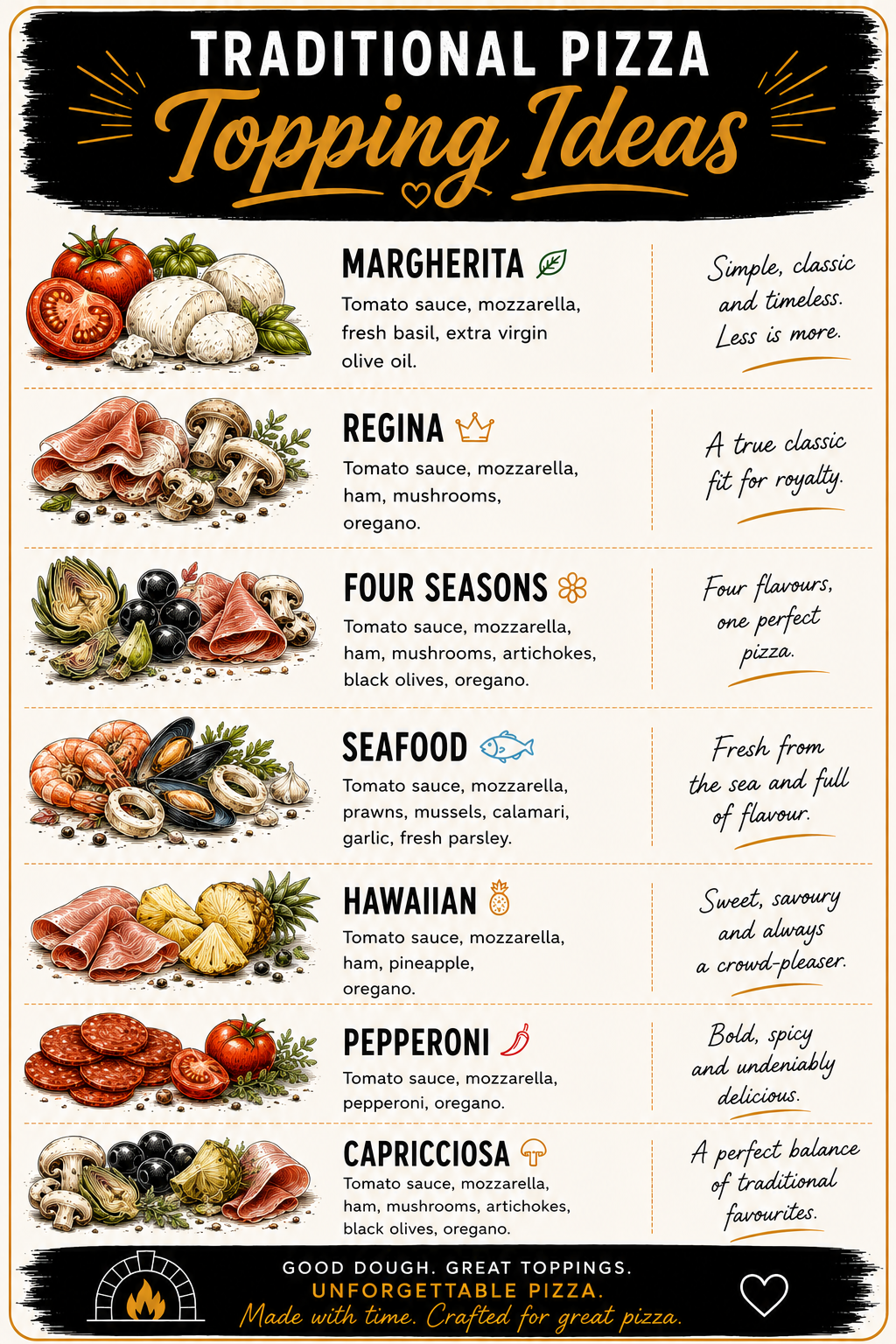 Pizza toppings on a dark background